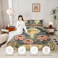 thumbnail image 4 of Homewish The Moon Print Queen Comforter Set, Lake Lotus Flower Comforter Sets Queen, Pink Reversible 3 Piece, 1 Comforter and 2 Pillowcases, 4 of 6