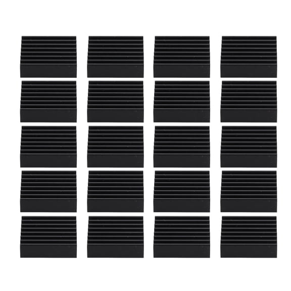 Riousery 20pcs Heat Sinks Mini Black Aluminum Electronic Component Heatsinks for PC Chips IC Power Supplies Electrical Equipment With Adhesive 0.8 inches / 20 mm