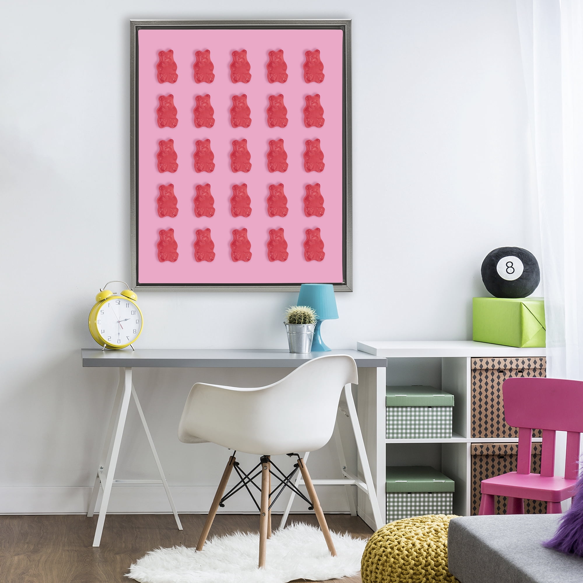 Stupell Industries Red Gummy Bears on Pink Gray Framed Floater Canvas Wall Art, design by LISH Creative