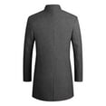 thumbnail image 3 of IROINNID Men's Long Sleeve V-Neck Trench coat Stand Collar Thigh-Length Coat Solid Color Leisure Single-breasted Suit Business Suit Wool Coat, 3 of 5