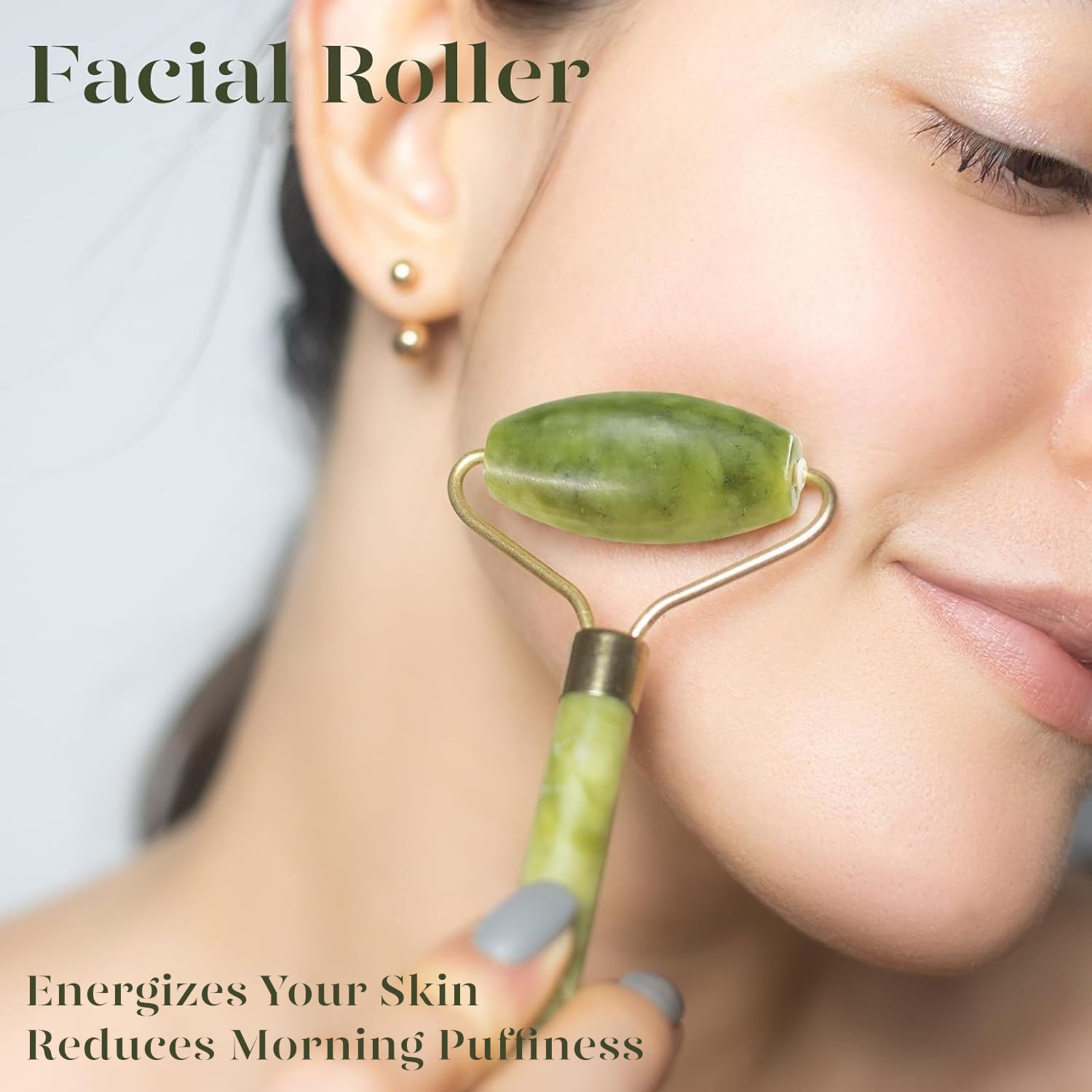 BEAKEY Jade Roller & Gua Sha, Natural Jade Face Roller Gua Sha Tool Facial Skin Care Massager, Green - image 5 of 9