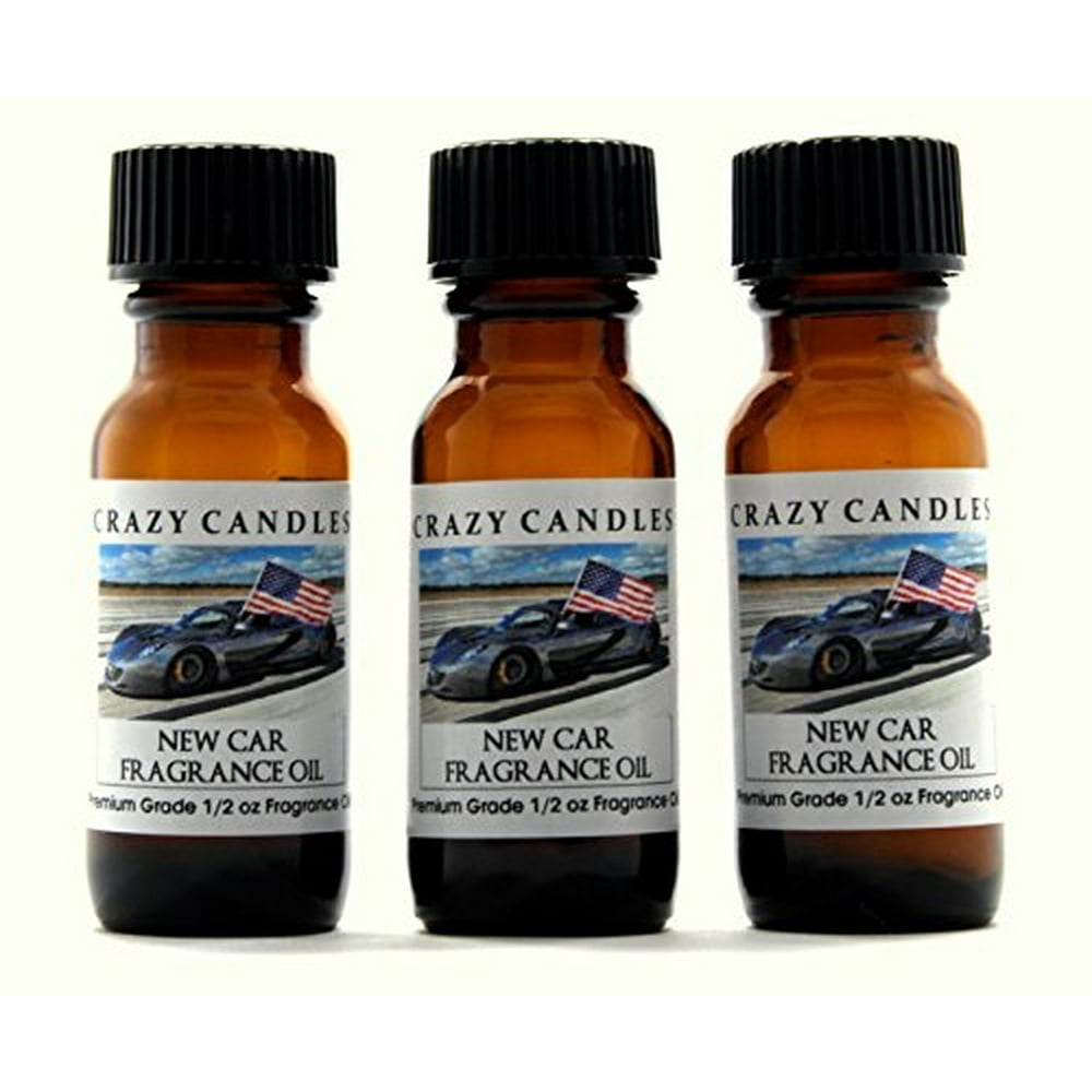 crazy candles (new car fragrance oil) 3 bottles 1/2 fl oz each (15ml) premium grade scented oil