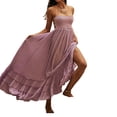 thumbnail image 3 of Kishawna Womens Boho Floral Puff Sleeve Tiered Maxi Dress Long Dresses, 3 of 7