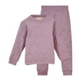 thumbnail image 3 of CUZIBR Girls Thermal Underwear Winter Outfits Wool Thick Lined Warm Long Sleeve Round Neck Pullover Top And Pants Comfy Loungewear Outwear Outfit,Purple,3-4 Years, 3 of 3
