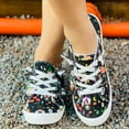 thumbnail image 6 of YLYL Halloween Sneakers for Women 2025 Fashion Pumpkin Skeleton Canvas Low Top Lace up Casual Walking Shoes, 6 of 8