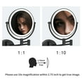 thumbnail image 4 of 8'' LED Lighted Wall Mount Plug-in Two-Sided Makeup Vanity Mirror, Matte Black, 1X/10X Magnification, by Fixsen, 4 of 7
