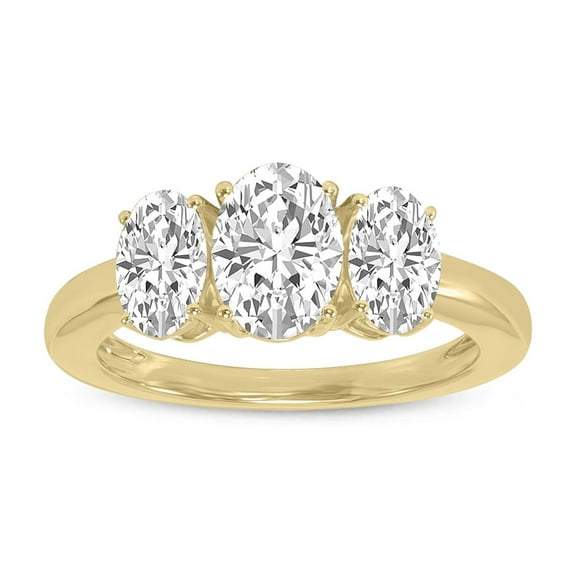 SZUL Women's 1/2 CTW Three Stone Oval Shape Lab Grown Diamond Ring in 14K Yellow Gold