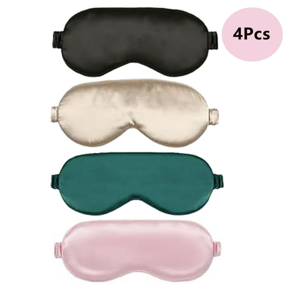 Eye Mask Satin, 4 Pcs Silk Eye Cover Soft Satin Blindfold Elastic Strap Eye Masks for Women Men