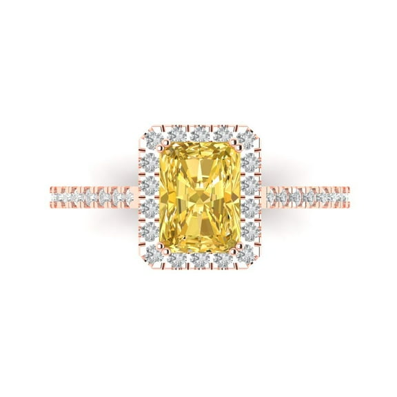 Solitaire with Accents Engagement Ring for Women - 1.86ct Natural Citrine in 14K Rose Gold Promise Ring