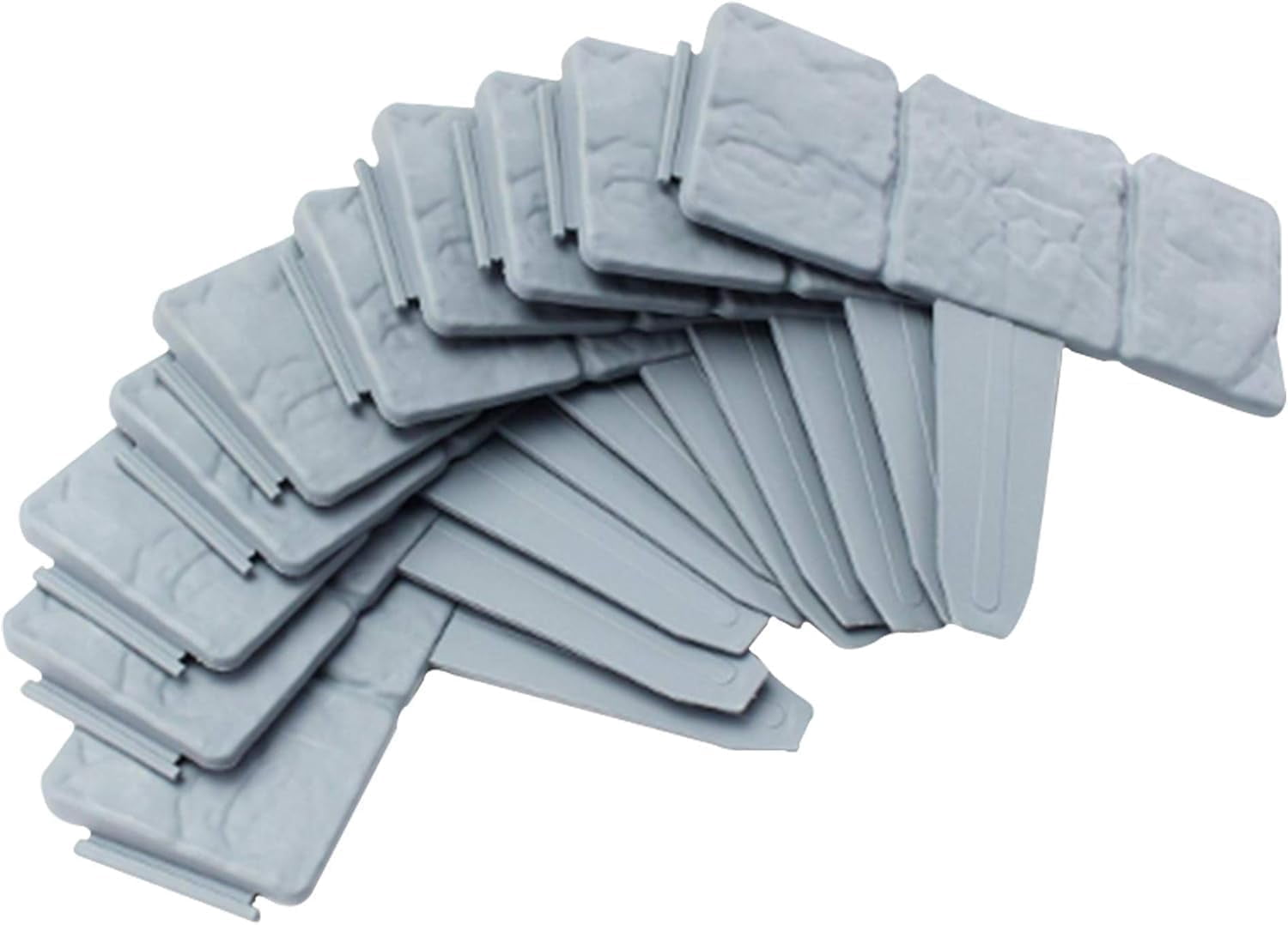 DIY Garden Edging Border-20PC/Packs Lawn Fence Plastic Cobblestone Effect Edging Lawn Trimming Garden Patio Decor (Grey)