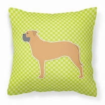 Carolines Treasures BB3871PW1414 Bullmastiff Checkerboard Green Fabric Decorative Pillow