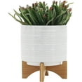 thumbnail image 2 of Sagebrook Home Ceramic 8" Planter On Stand, Speckled White, 2 of 7