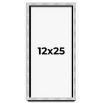 12x25 Frame Brushed Silver Solid Wood Picture Frame | 0.75 Inch Moulding Width | Rabbet Depth 0.75