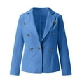 thumbnail image 4 of YYDGH Women Double Breasted Cropped Blazer Jackets Lapel Open Front Long Sleeve Business Suit Jackets with Pocket, 4 of 7