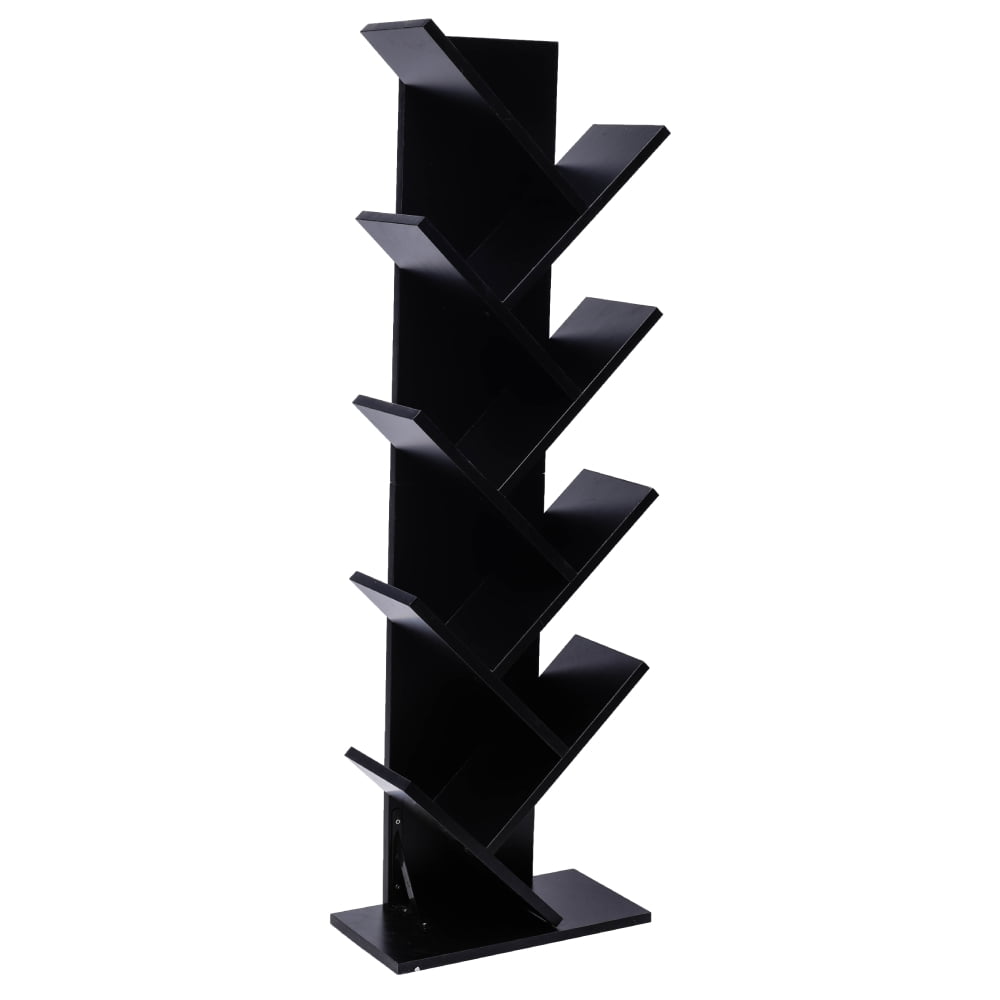 Lowestbest 9-Shelf Bookcase Rack, Free Standing Book Storage Organizer, Wooden Tree Bookshelf, Black Lowestbest 9-Shelf Bookcase Rack, Free Standing Book Storage Organizer, Wooden Tree Bookshelf, Black