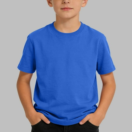 Kctiaxy Boys Tshirts Girls Trendy Crew Neck Short Sleeve T-Shirt Casual Solid Color Comfy Loose Fitting Outdoor Tennis Tops Basic Tee