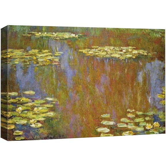 wall26 Canvas Print Wall Art Yellow Water Lily Reflection Claude Monet Nature Illustrations Fine Art Decorative Landscape Multicolor Wilderness Rustic for Living Room, Bedroom, Office - 16"x24&q