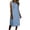Light Blue, variant on Dresses for Women Short Sleeve Midi A-Line Dress Casual Solid Color Loose Linen Round Neck Shirt Dress