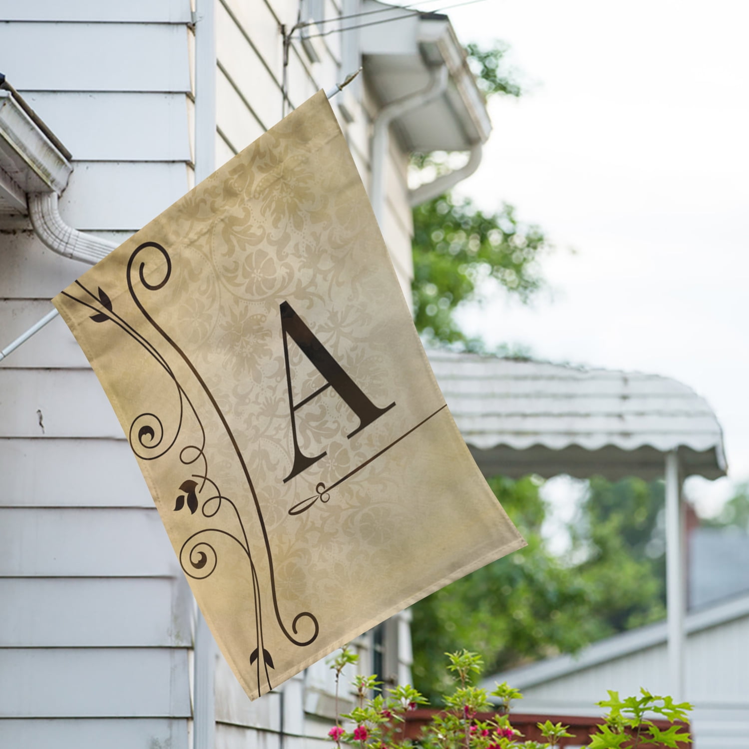 America Forever Fancy Scroll Monogram A House Flag, 28 x 40 inch Double Sided, Elegant Letter A Flag, Decorative Scroll Design, Personalized Initial Yard Art, Housewarming Gift