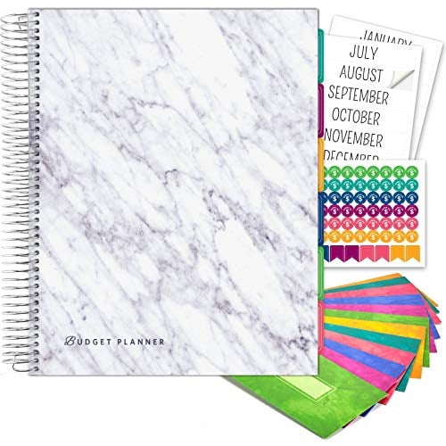 Planificador Mensual Global Printed Products con bolsillos 12 sobres Tamaño grande 8.5'x11' mármol gris