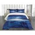 thumbnail image 3 of Ambesonne Blue White Quilted Bedspread Set 3 Pcs, Night Sky Moon Stars, Queen Size, Navy Blue and White, 3 of 5