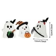 thumbnail image 3 of 3-Piece Ghost Ornament Set - Wooden Figures for Halloween Decor, Mantel Displays, and Spooky Home Accents - White, 3 of 7