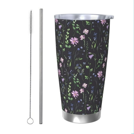 

Cauagu Watercolor Wildflower 1 Pattern 20oz Tumbler Stainless Steel Vacuum Insulated Tumbler with Lid Insulated Coffee Mug Thermal Cup with Splash Proof Sliding Lid-Straw Two-piece Set