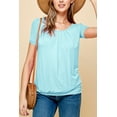 thumbnail image 4 of Made by Johnny Women's Scoop Neck Short Sleeve Pleated Front Blouse Tunic Top L AQUA, 4 of 6
