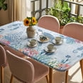 thumbnail image 3 of Blue Coastal Turtle Table Cloths for 3 Foot Rectangle Tables, Beach Nautical Ocean Coral Seahorse Patio Waterproof Elastic Fitted Tablecloths, Washable Rectangular Table Cover for Camping, 3 of 8
