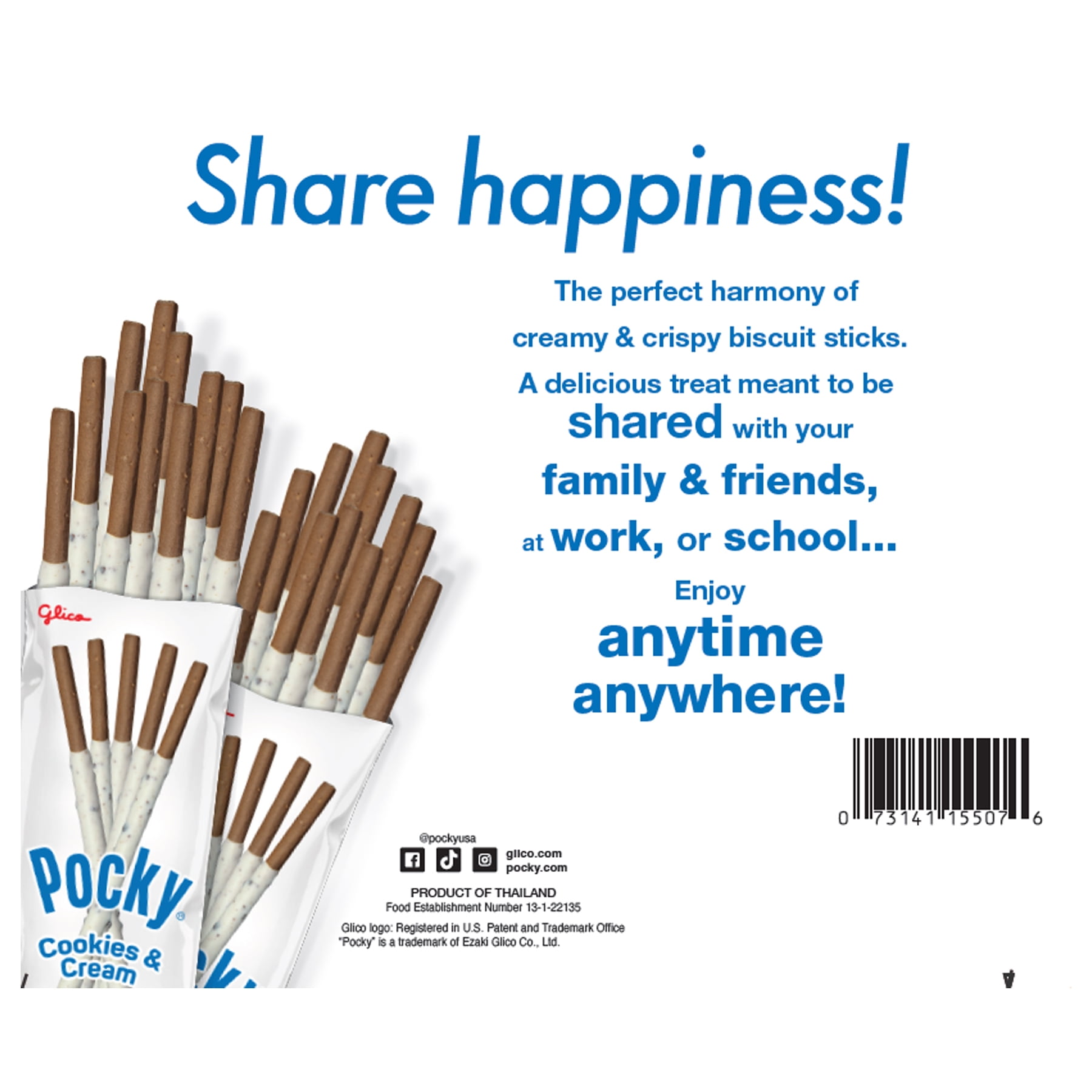 Pocky Cookies & Cream Covered Biscuit Sticks Share Pack 260 gram / 9.17 oz