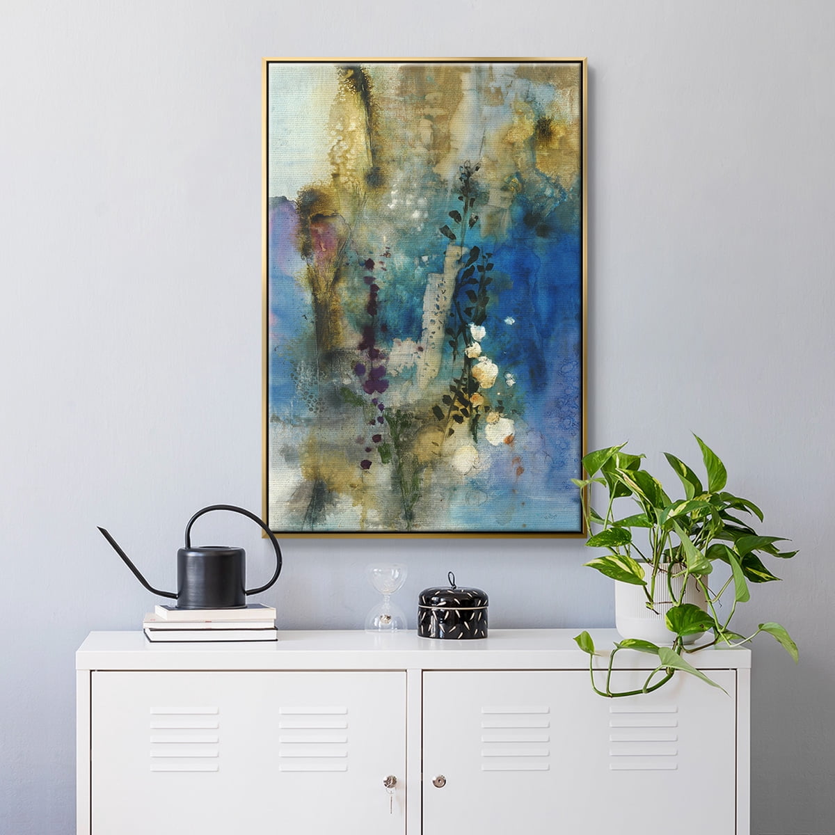 Immerge I Framed Premium Gallery Wrapped Canvas - Ready to Hang - 27 x 41 - Gold Floating Frame