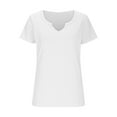 thumbnail image 3 of Women Tops under $5! Cagogo Summer Womens Shirt Short Sleeve Notch V Scoop Neck Ribbed Casual Tshirt Fitted Tops Blouses Basic Y2k Going Out Tee Shirt Top, 3 of 5