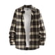 thumbnail image 1 of Blusa y camisa de manga larga con cuello vuelto para hombre, informal, con botones y bolsillos, camisa de manga larga a cuadros, abrigo de lino para hombre, 1 of 7