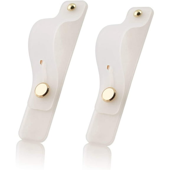 Removable and Reusable Cell Phone Grip Strap, Telescopic Finger Kickstand Bracket Universal Silicone Phone Holder Stand and Portable Finger Loop for Most Smartphones Case (White)