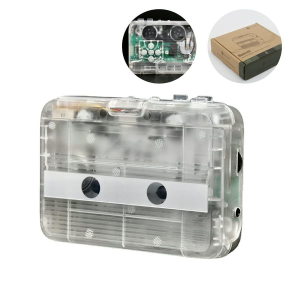 Lecteur de cassette Bluetooth Entrée / Sortie Bluetooth Lecteur de radio FM  Walkman avec prise audio 3,5 mm USB / Lecteur de bande portable à piles  Transparent 