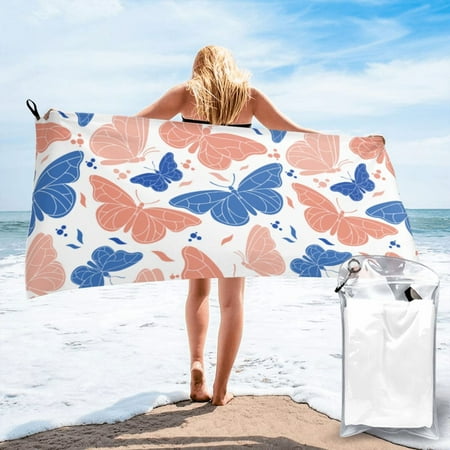 YFYANG Adult Microfiber Quick Dry Bath Towels Cute Butterfly Doodle Beach Towel Home Camping Travel Essentials 31.5 x 63