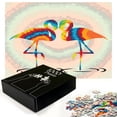 thumbnail image 3 of Ambesonne Flamingo Jigsaw Puzzle Durable Cardboard, Valentines Funky Birds, 1000 pcs, Multicolor, 3 of 6