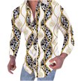 thumbnail image 1 of Camisa multicolor de manga larga delgada informal con estampado 3D de botones de solapa para hombre Pompotops  oipoqjl28262, 1 of 4