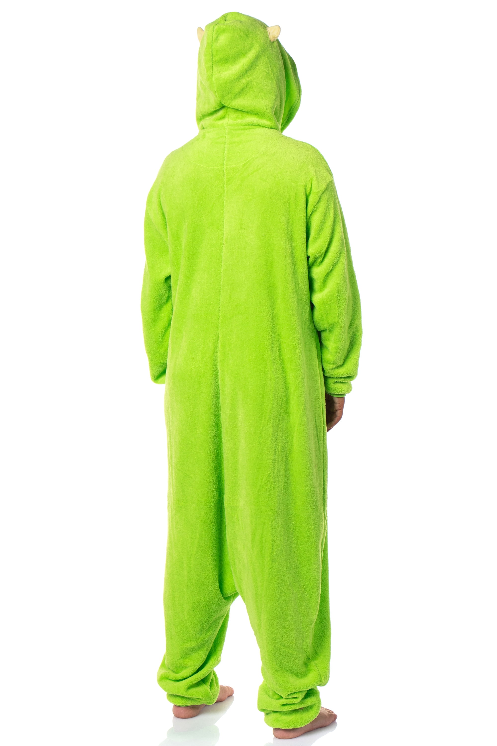 Disney Monsters Inc Mike Wazowski Hooded Kigurumi Adult Fleece Zip Up Costume One Piece Footless Pajama Union Suit