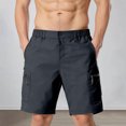 thumbnail image 2 of KHONTS Men's Cargo Shorts Lightweight Work Shorts Elastic Waist Casual Pants for Golf Hiking Casual with Zipper Pockets Dark Gray M, 2 of 4