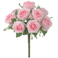 thumbnail image 1 of Ramo de flores de rosas artificiales de 9 cabezas, ramo de flores de novia, fiesta de boda, tela de seda, decoración floral falsa, rosa claro Advancent HA6916-01B, 1 of 6