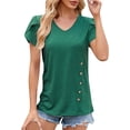 thumbnail image 2 of Camisetas de manga corta para mujer, camisetas casuales de moda con cuello en V, camisetas sueltas informales de verano de manga corta, Top Lo, 2 of 5