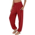 thumbnail image 2 of AherBiu Plus Size Womens Sweatpants High Waisted Stretch Lightweight Joggers Fall Solid Color Casual Trousers with Pockets, 2 of 6