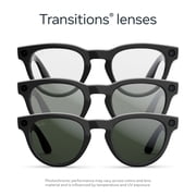 Ray-Ban Meta (Gen 2), Headliner, Shiny Black, Transitions® Graphite Green Lenses | Smart AI Glasses