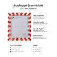thumbnail image 3 of Handicrafts Home Handmade Bone Inlay Scallop Picture Frame, 8x10, Red and White, 3 of 8