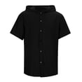 thumbnail image 2 of Tiijoy Boys Linen Hooded Short Sleeve Shirt Casual Breathable Button Down Shirt, Sizes 5-14, 2 of 8