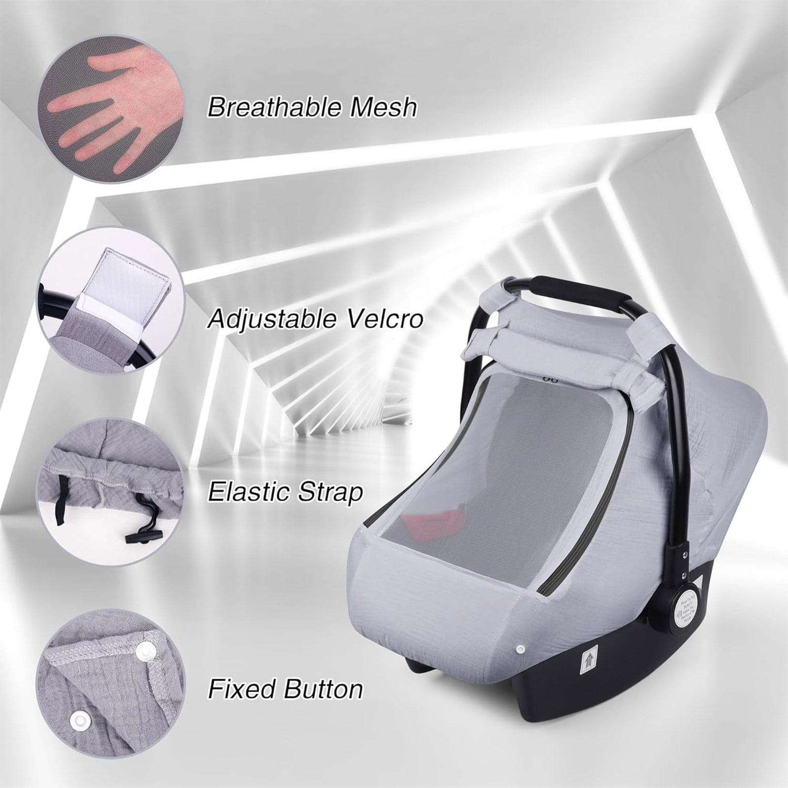 RUISINERY Infant Canopy with Soft & Breathable Window, Baby Strollers Guard for Boys Girls Windproof Carry Basket Sleeve