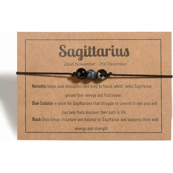 12 Zodiac Bracelets for Women Men 6mm Natural Stone Horoscope Adjustable Bracelets Healing Birthstone Crystals Zodiac Gifts