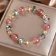 thumbnail image 2 of Pulsera de cristal rosa natural Pulsera de mujer Pulsera A Pulsera, 2 of 9