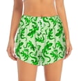 thumbnail image 2 of Gukieu Green Lizard Print Women's Sports Shorts with Drawstring Elastic Waistband for Running, Yoga, Fitness-XX-Large, 2 of 7